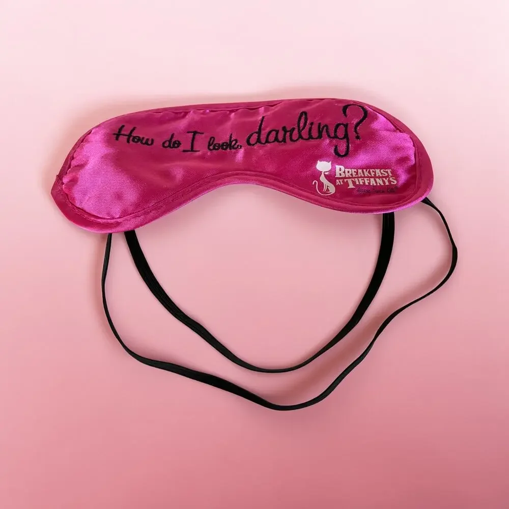 Vintage French Kitty Breakfast at Tiffany's Inspired Hot Pink Satin Sleep Mask